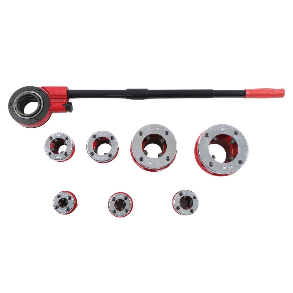 7 Size BSPT Pipe Threader 3/8" To 2" Dies Set W/ Handle Pipe Threader Threading