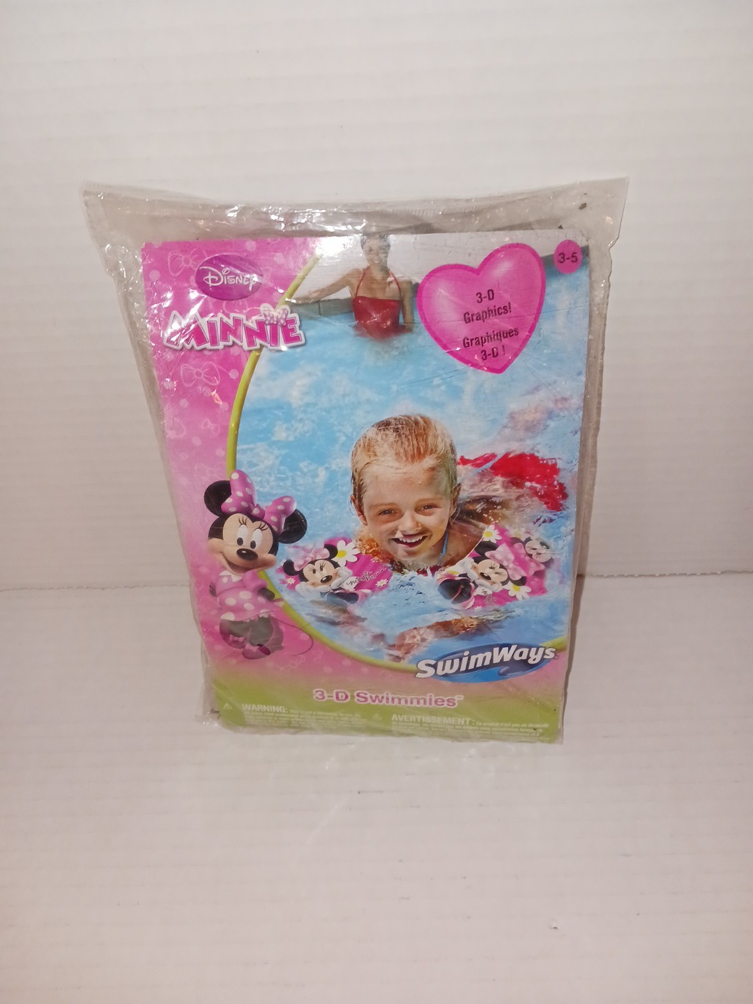 Disney Minnie Mouse 3D Swimmies Inflatable Arm Floaties Age 3-5 Repair Patch Inc