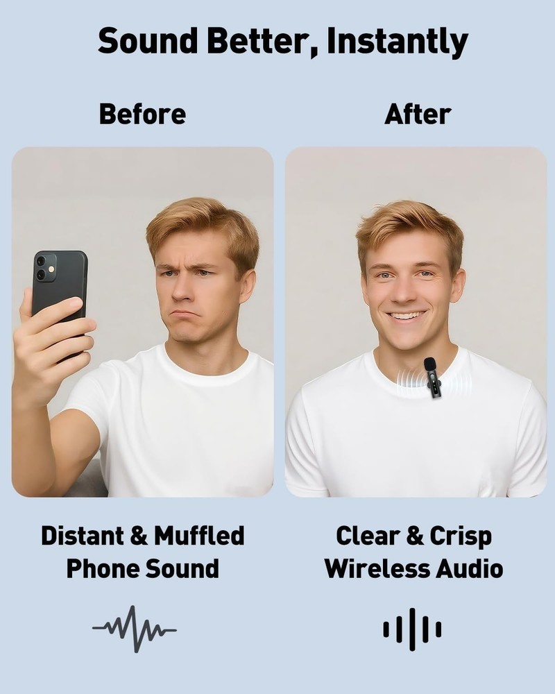 USB C Lavalier Microphone Wireless Mini Mic for Type-C Android Phone/Tablet/PC V