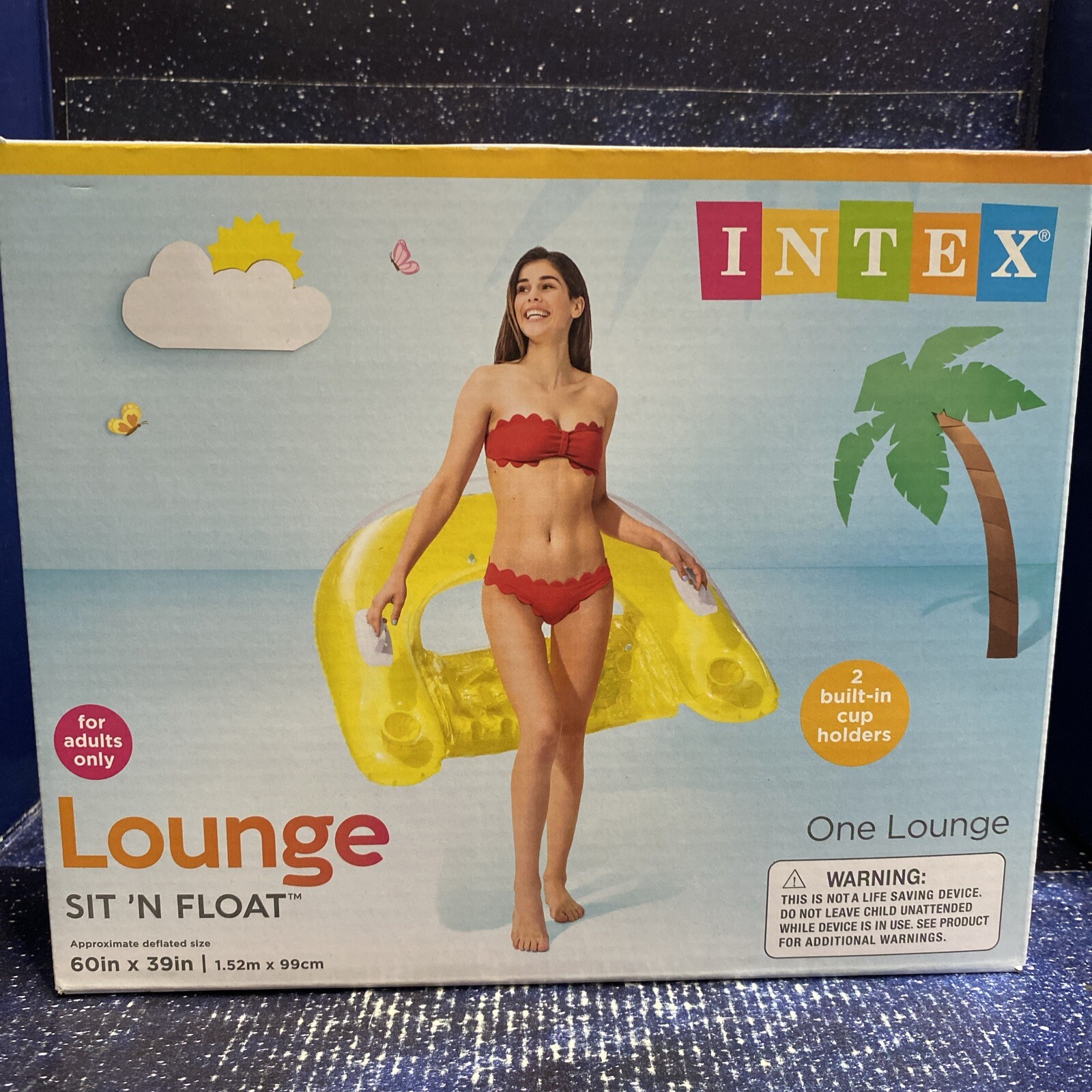 INTEX Sit 'N Float Inflatable Floating Swimming Pool Adult Lounge Chair