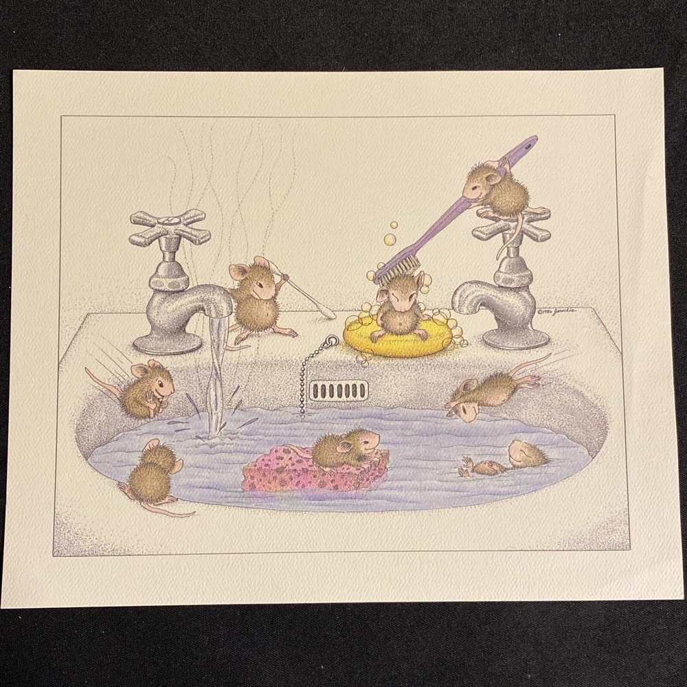 House Mouse Sink Bathroom Ready to Frame 8.5” by 10.5”