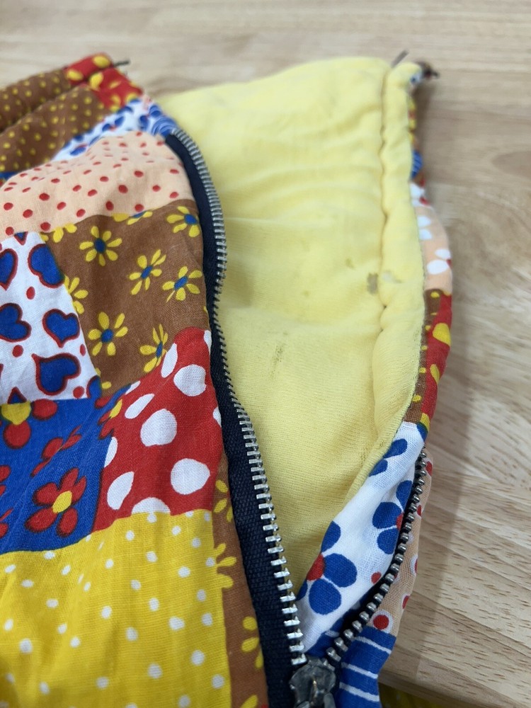 Vintage Read 60s 70s Girls Sleeping Bag Sleepover Quilted Patchwork Pattern
