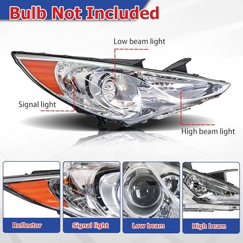 Driver Side and Passenger Side Headlights Assembly Halogen Replacement for