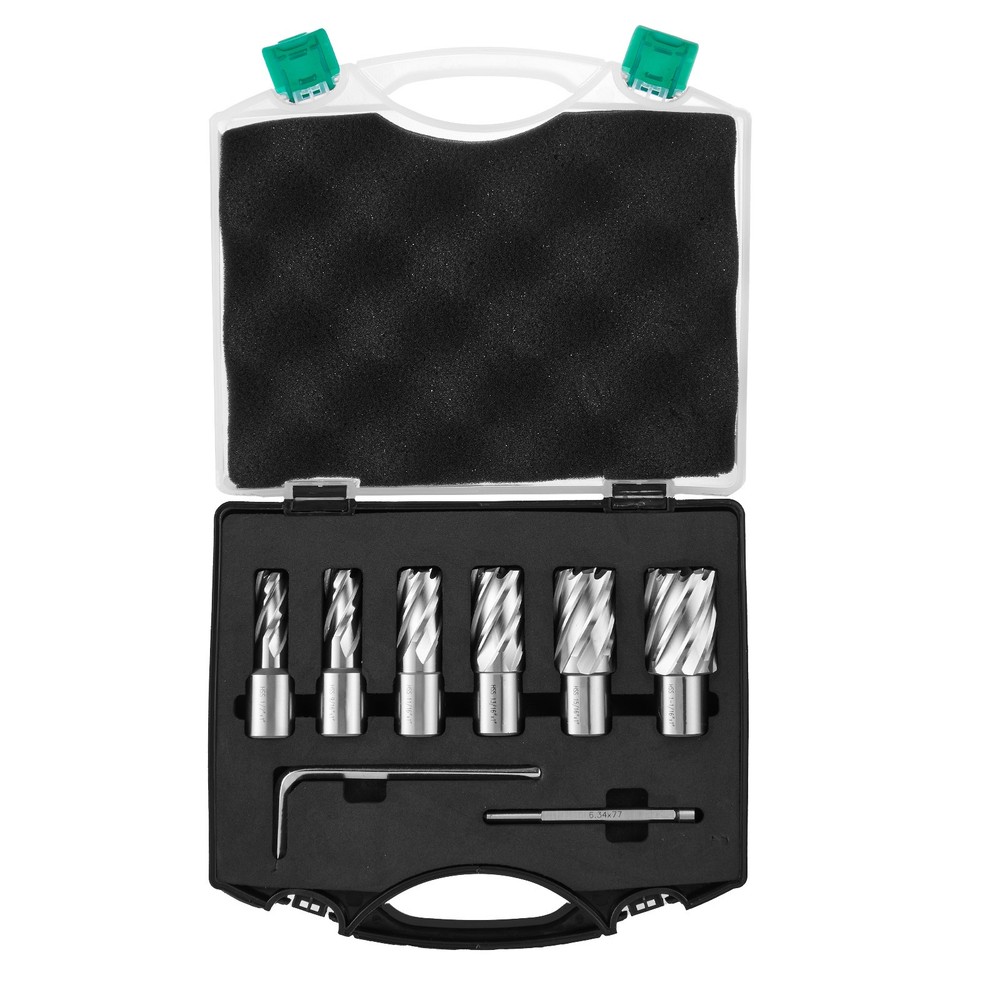 Annular Cutter Set HSS Magnetic Drill Bits 6 PCS Weldon Shank 1" Depth