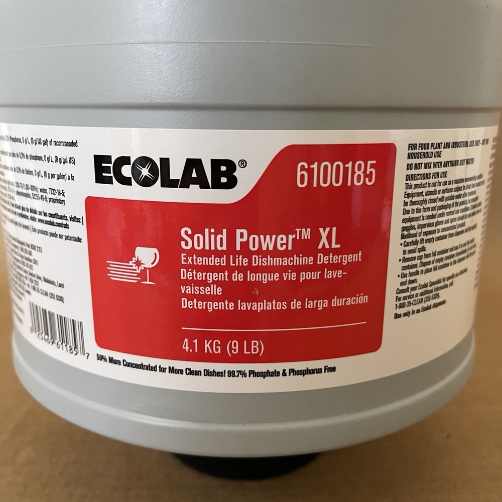 Ecolab Solid Power XL Dish Machine Detergent Extended Life Solid 9 Lb 6100185