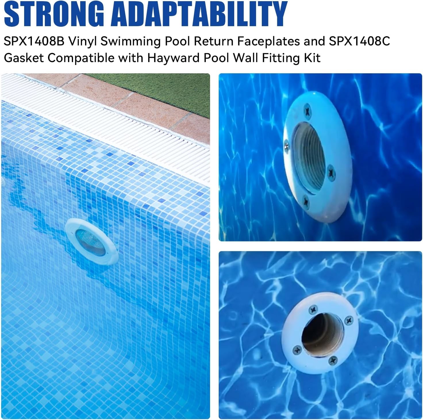 2 PCS SPX1408B Vinyl Swimming Pool Return Faceplates and SPX1408C Gasket...