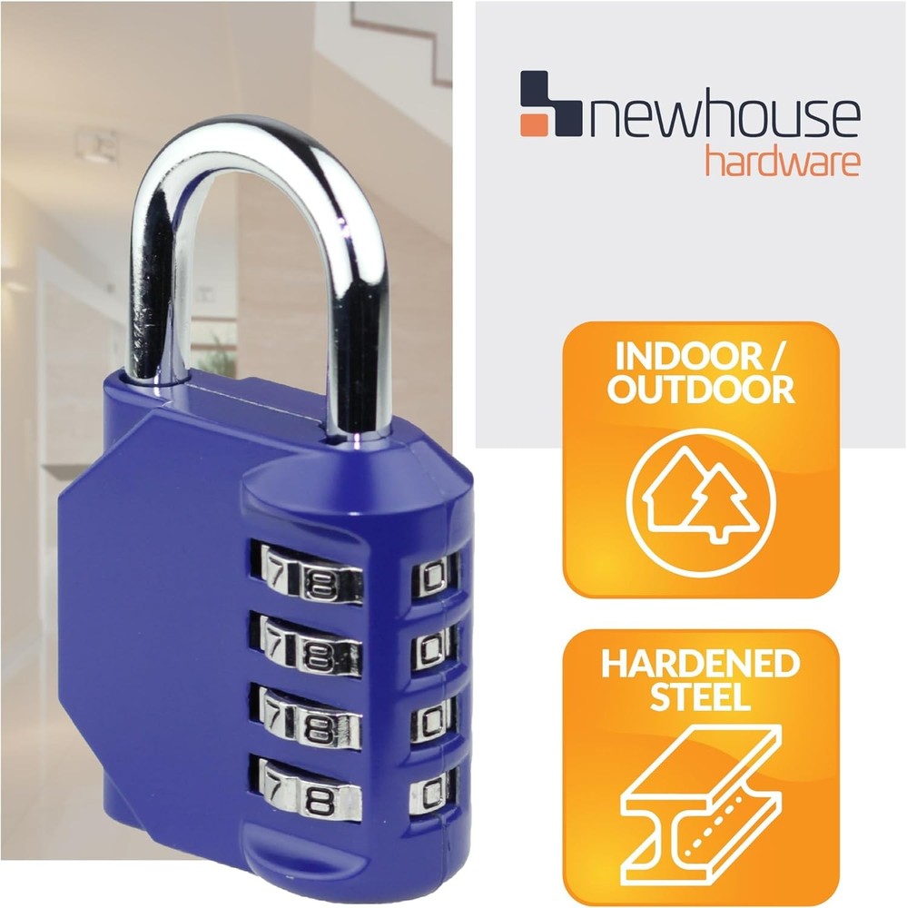 Newhouse Hardware Steel Waterproof 4-Digit Combination Lock Blue