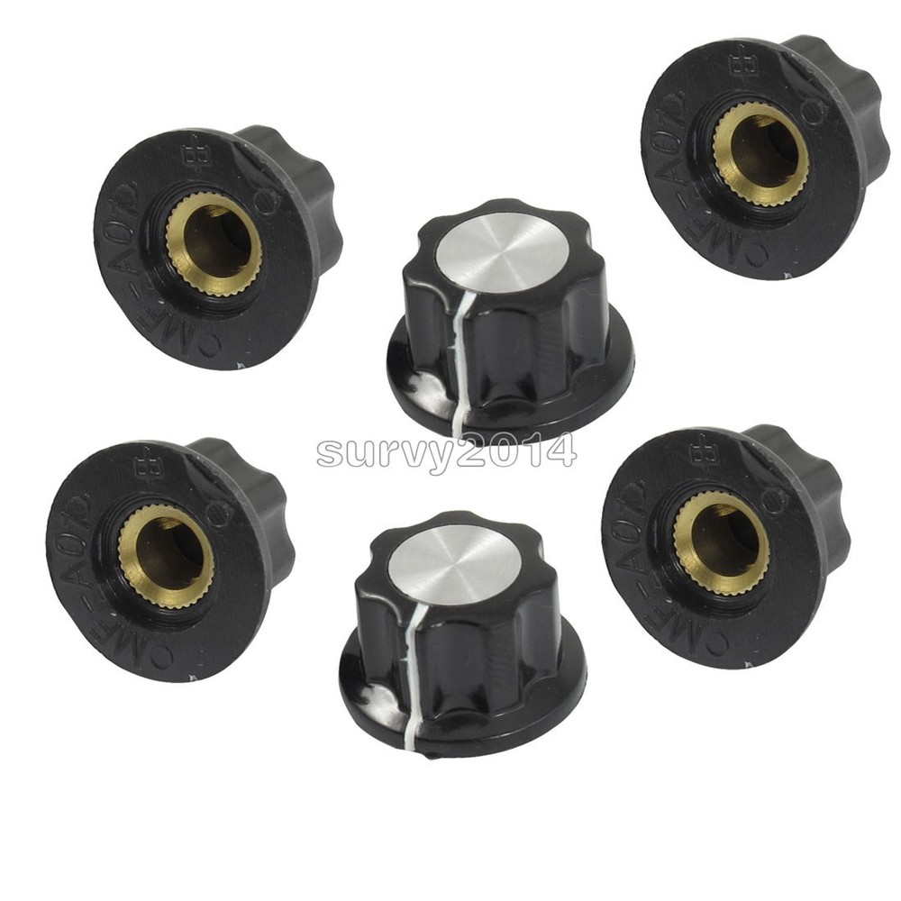 2pcs Adjustable Turn 16mm Top 6mm Shaft Insert Dia Potentiometer Rotary Knobs