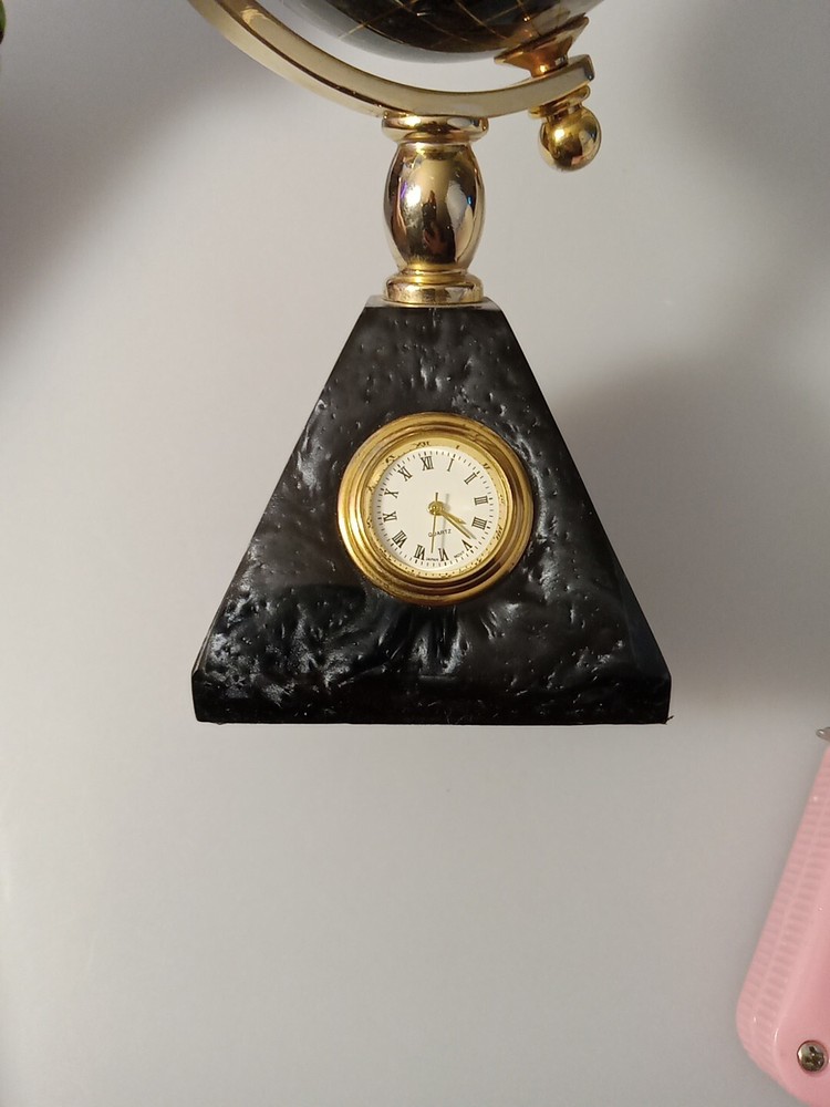 Vintage Desktop Globe With Pyramid Clock Stand