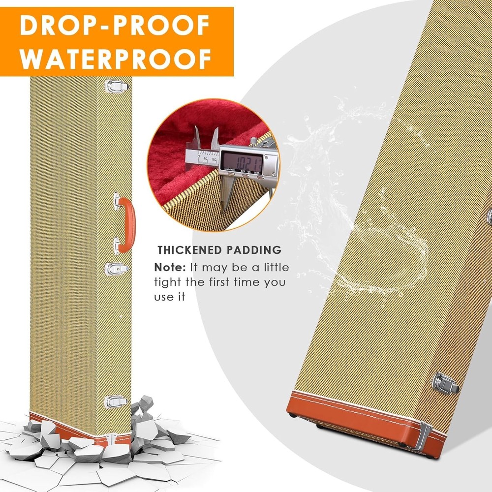 Rectangle Electric Guitar Case - 39" Yellow Wood Shell w/ Locking Latch