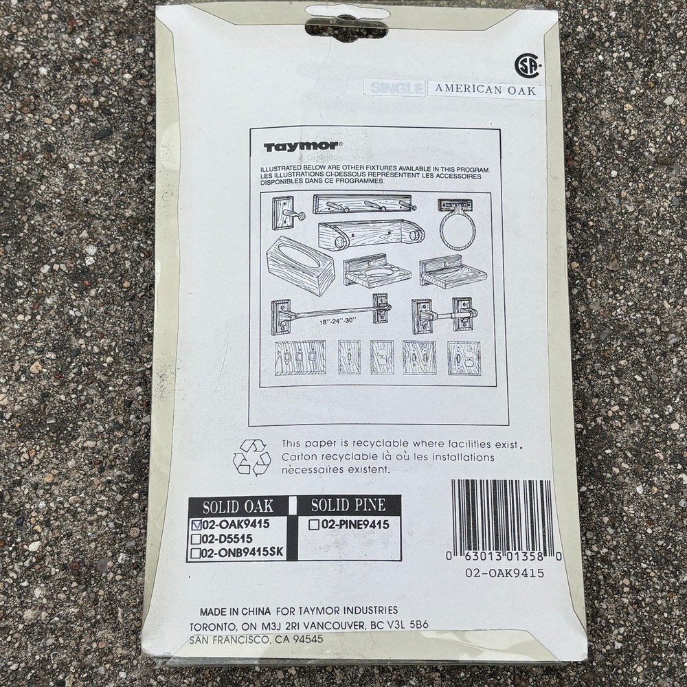 Taymor Concepts - Solid Oak Single Switch Plate New Sealed 3.5x5.5