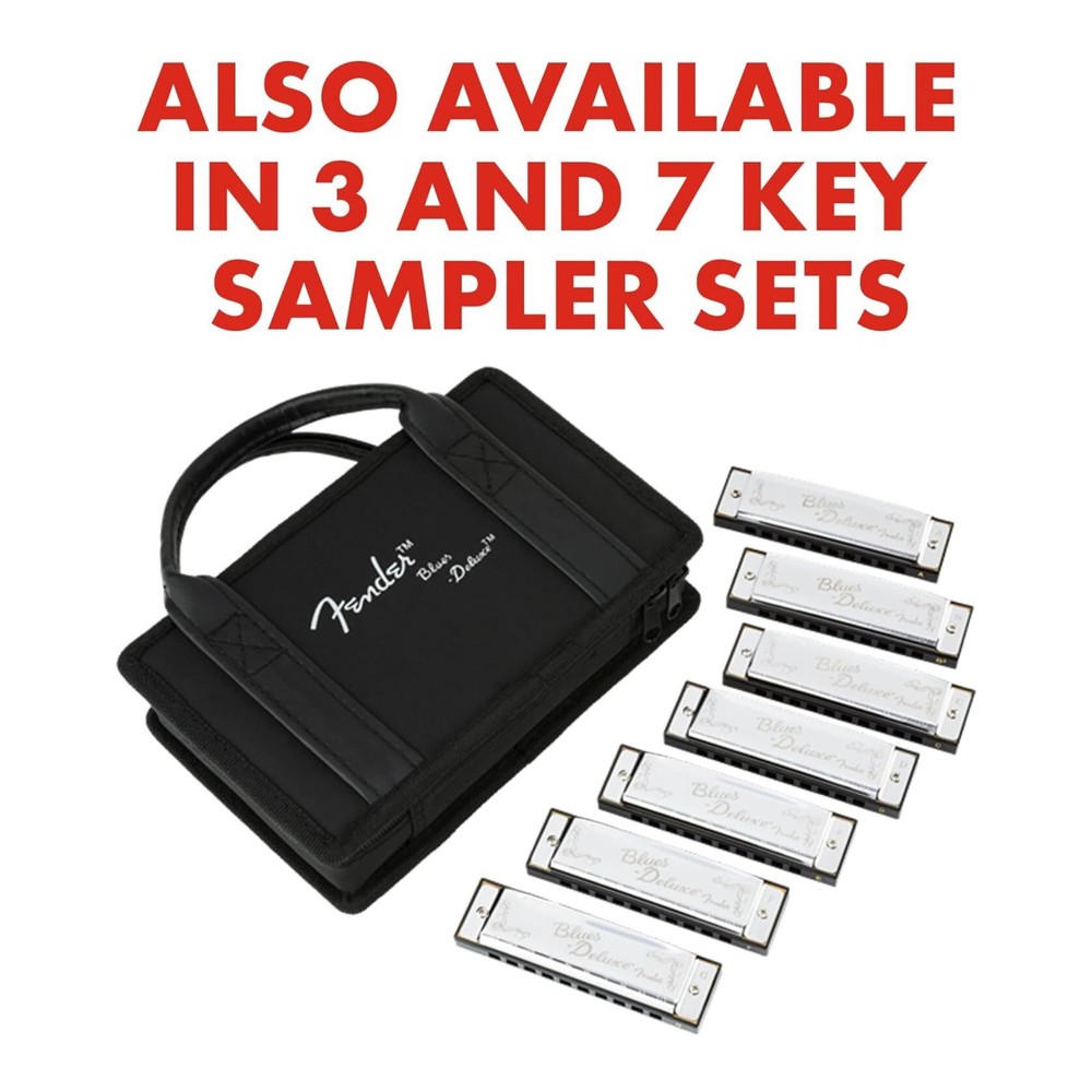 Fender Blues Deluxe Harmonica 7 Pack with Case (Keys C, G, A, D, F, E, B Flat)
