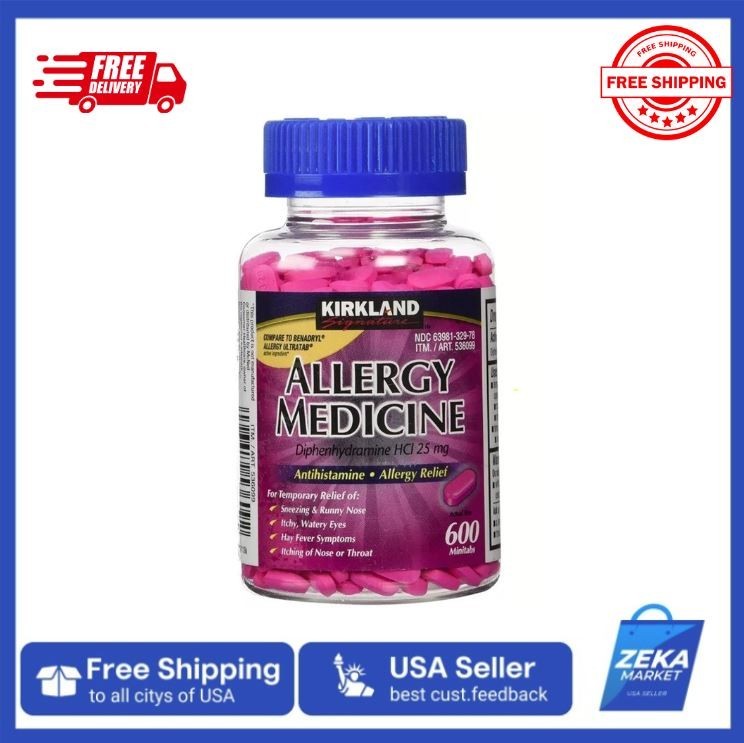 New Kirkland Allergy Relief Med's - 600 ct (25mg) Compare 2 Benadryl Exp-06/27
