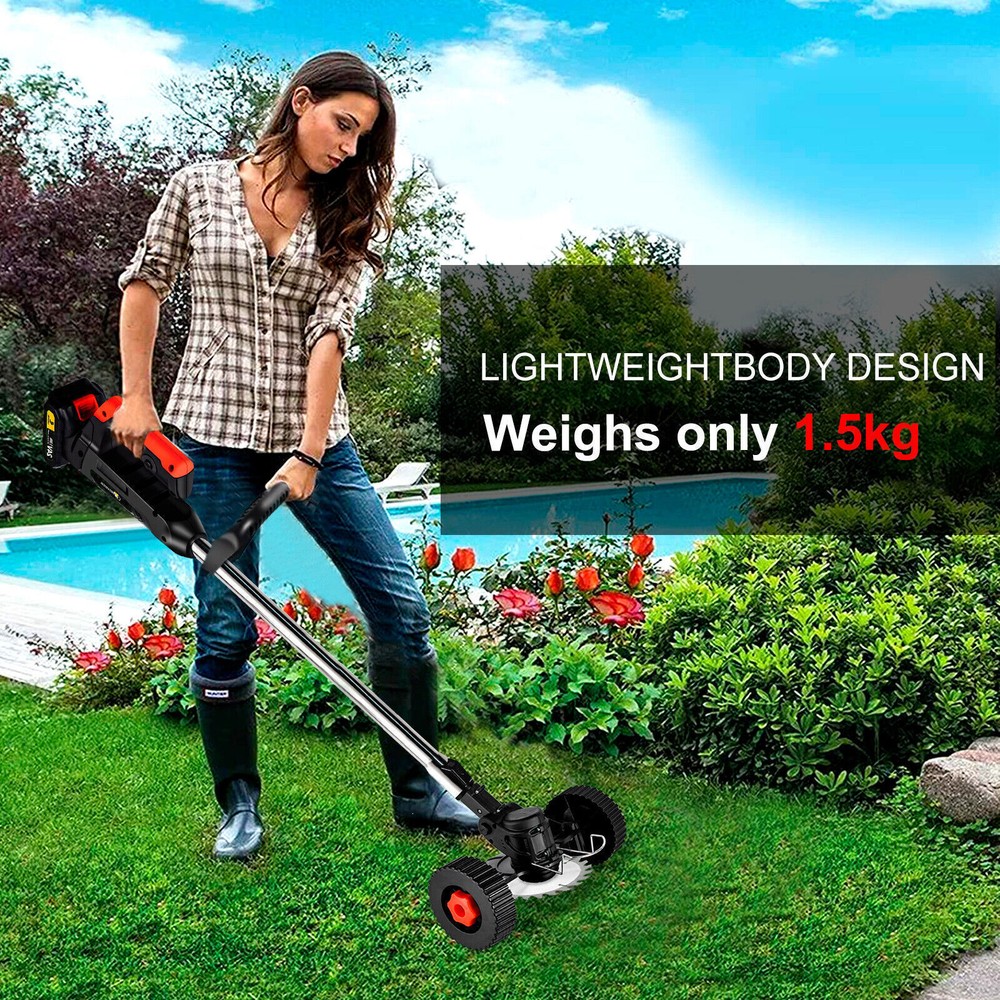 Electric Cordless Grass String Trimmer Lawn Edger Weed Wacker Cutter + 2 Battery