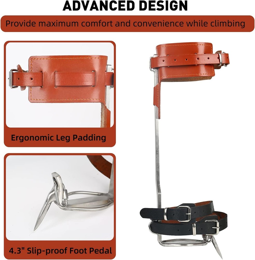 Tree Climbing Spikes for Tree Work, Tree Climbing Gear Non-Slip Thickened Pedals