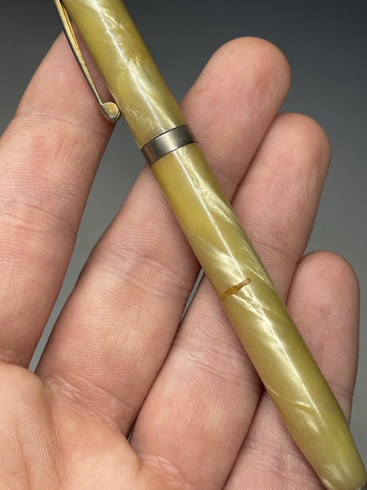 Vintage 20th C. Welsharp Marbleized White Mechanical Pencil Red Drafting Tool
