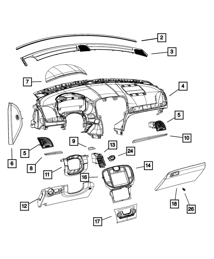 Genuine Mopar Instrument Panel Applique 68159456AA
