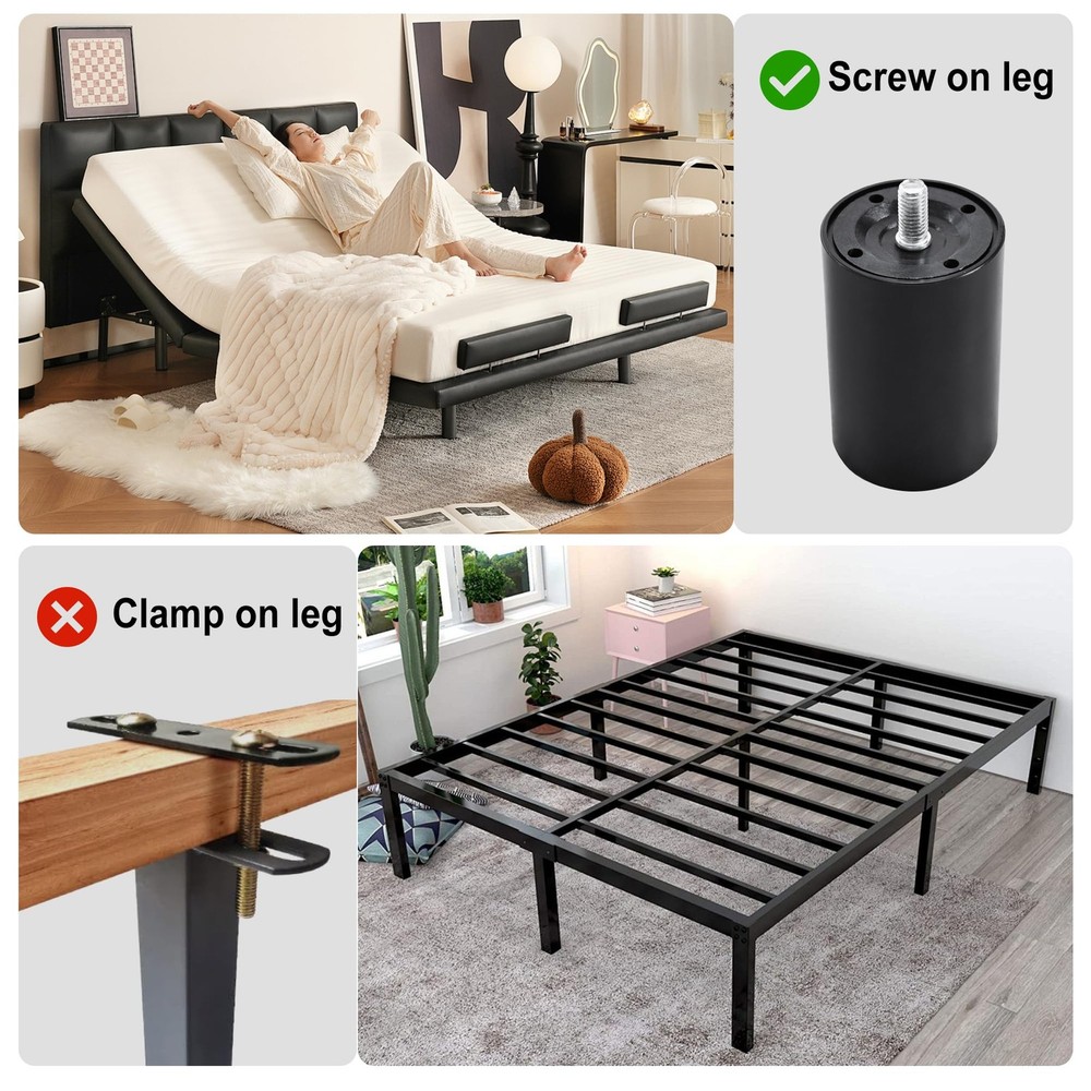Adjustable Bed Legs for Adjustable Bed Base Frame, 4 Kind Threads Include,12 ...