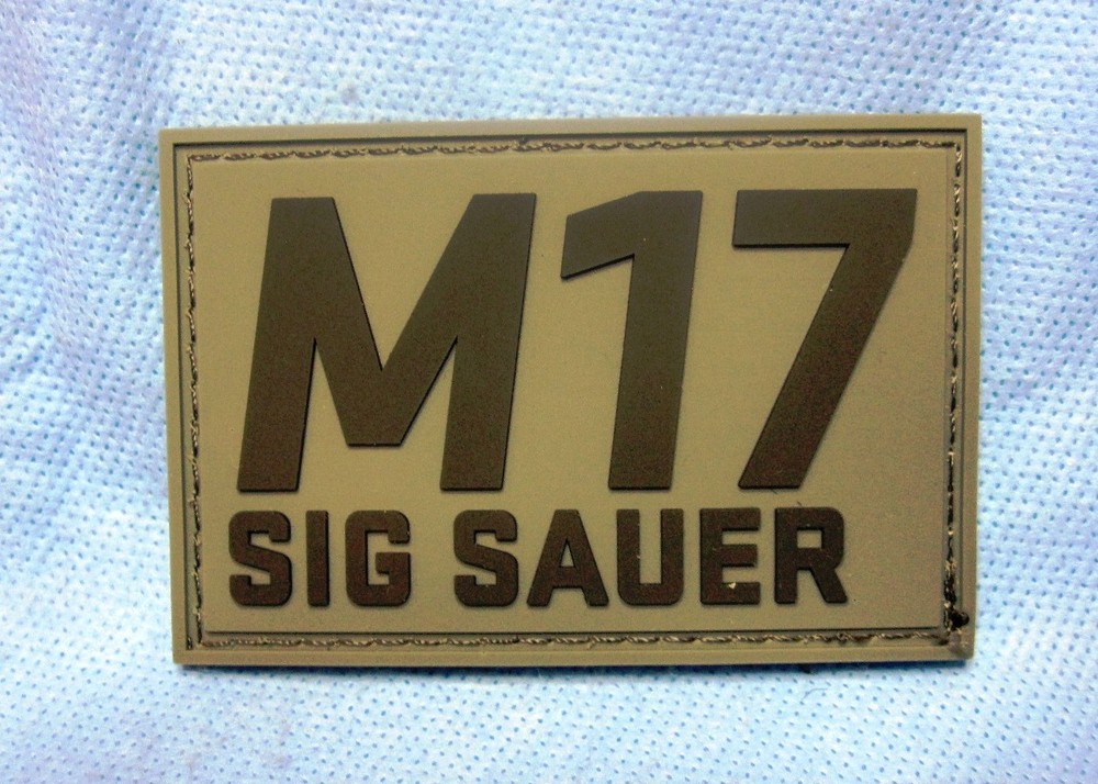 New Sig Sauer M17 Morale Patch 3"x2" PVC Hook & Loop Pistol Tactical Patch