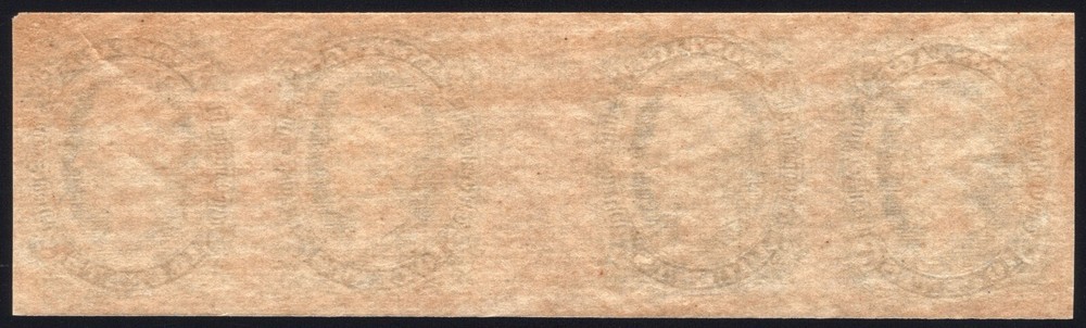 Confederate, CSA #11c (AD) Greenish Blue, Gutter Strip of 4, Mint-OG-NH XF