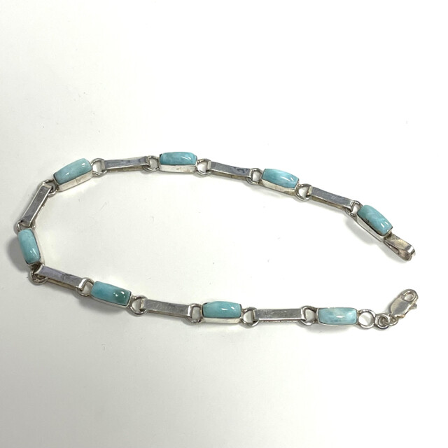 Silver-Aqua Larimar Sterling Silver Bracelet