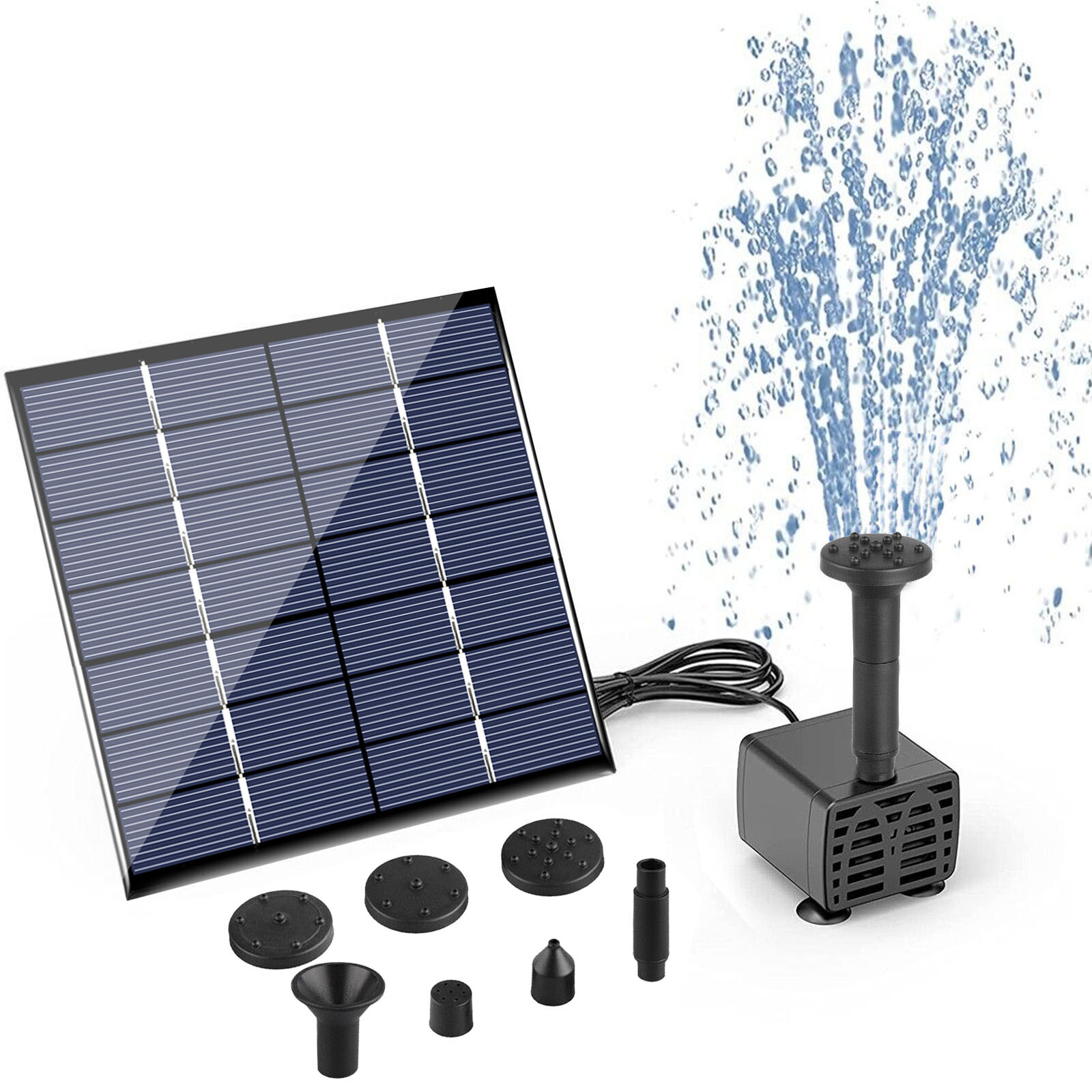 Solar Power Fountain Submersible Water Pump Floating Bird Bath Garden Pond Pool
