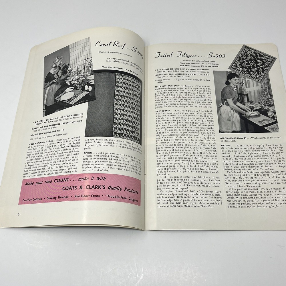 1956 Coats & Clark's Hostess Book Crochet Needlework Pattern 325