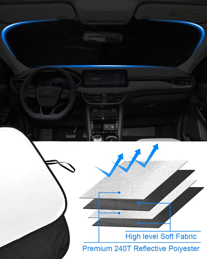 Windshield Sun Shade For Ford Escape 2020-2025 Foldable Blocks UV Rays Protector