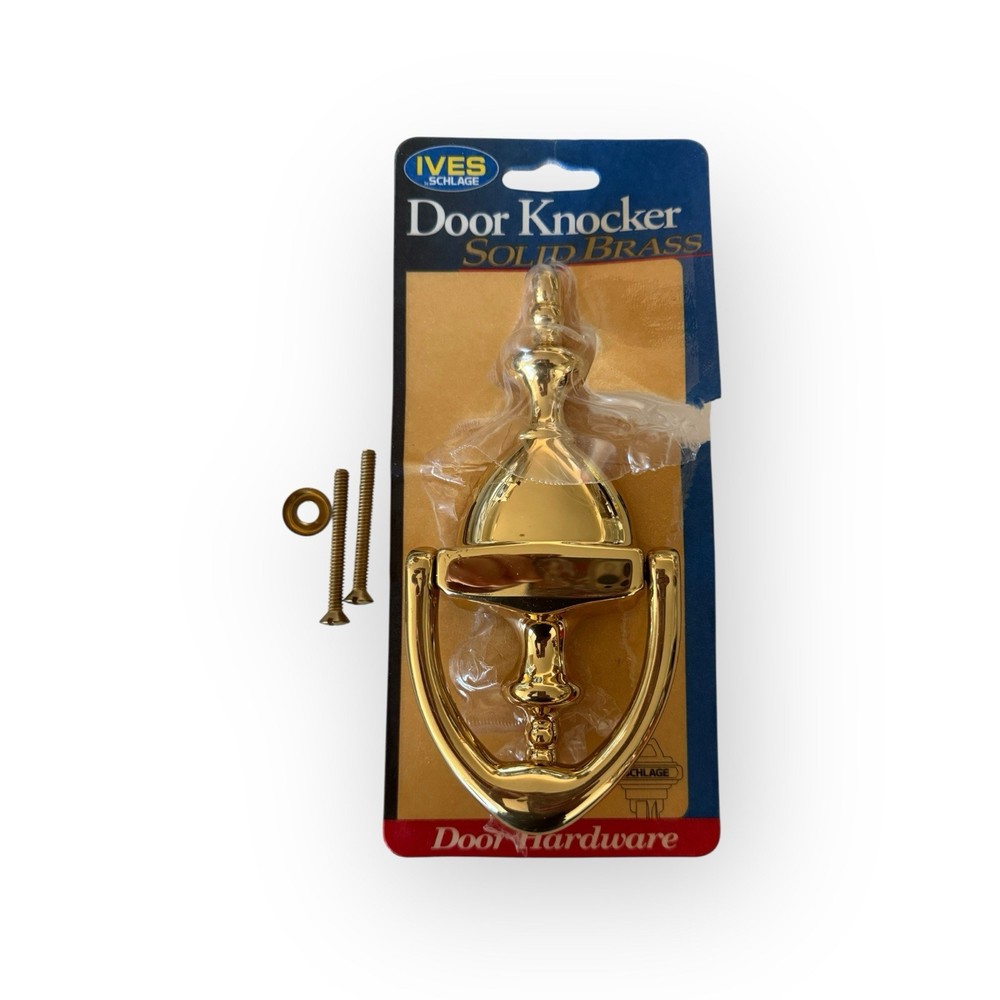 Ives Solid Brass Door Knocker New Open Box Shiny Artisan Collection