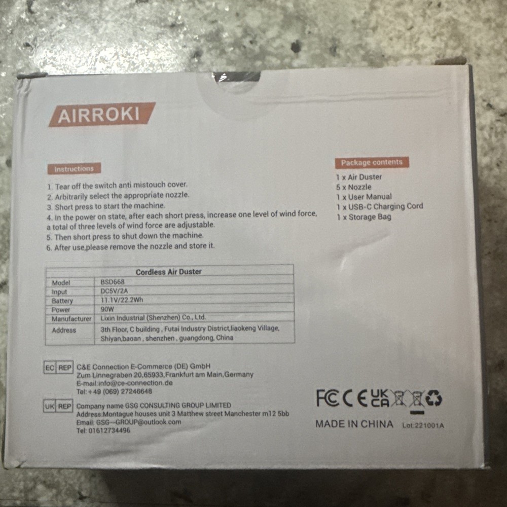 Airroki Electric Compressed Air Duster NEW