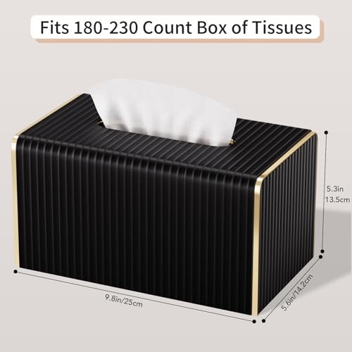 Extra Large Tissue Box Cover for Standard Size 180 Rectangle Extra Height Black