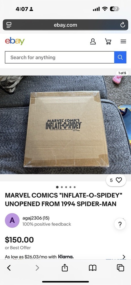 Inflatable Spiderman Unused Original Package