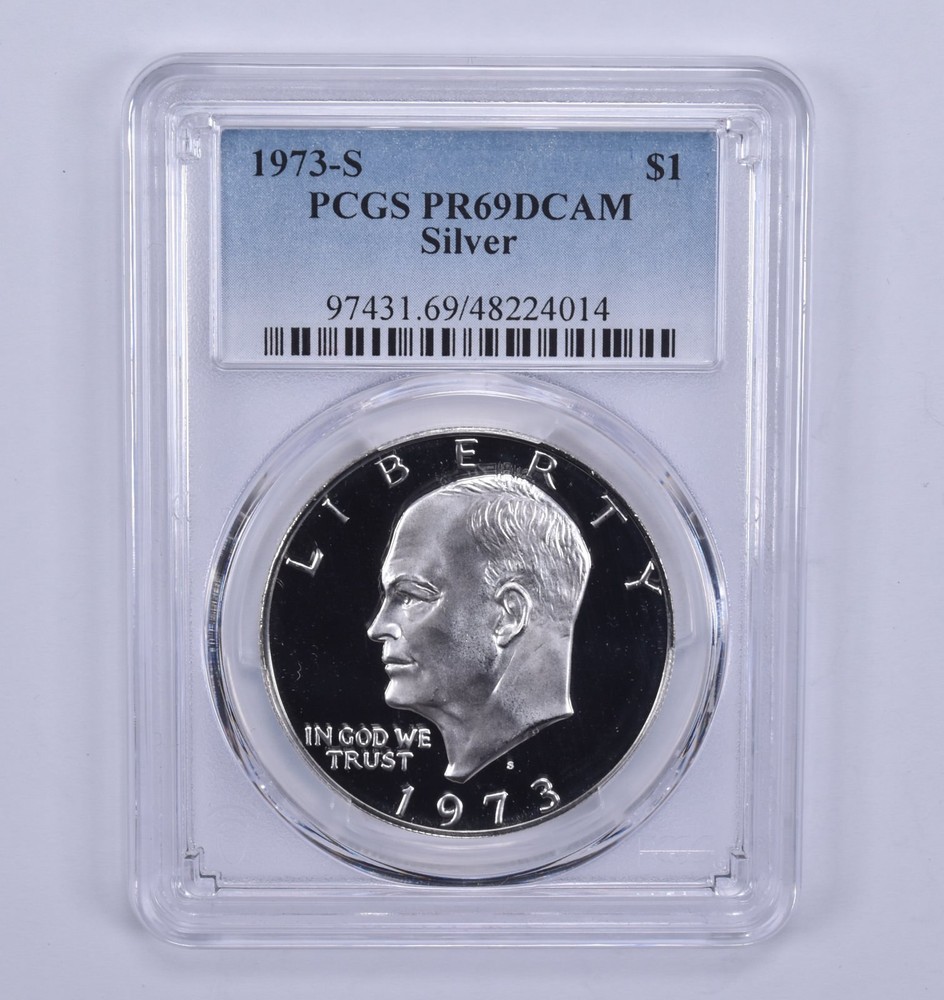 PR69 DCAM 1973-S Silver Eisenhower Dollar Ike PCGS Blue Label