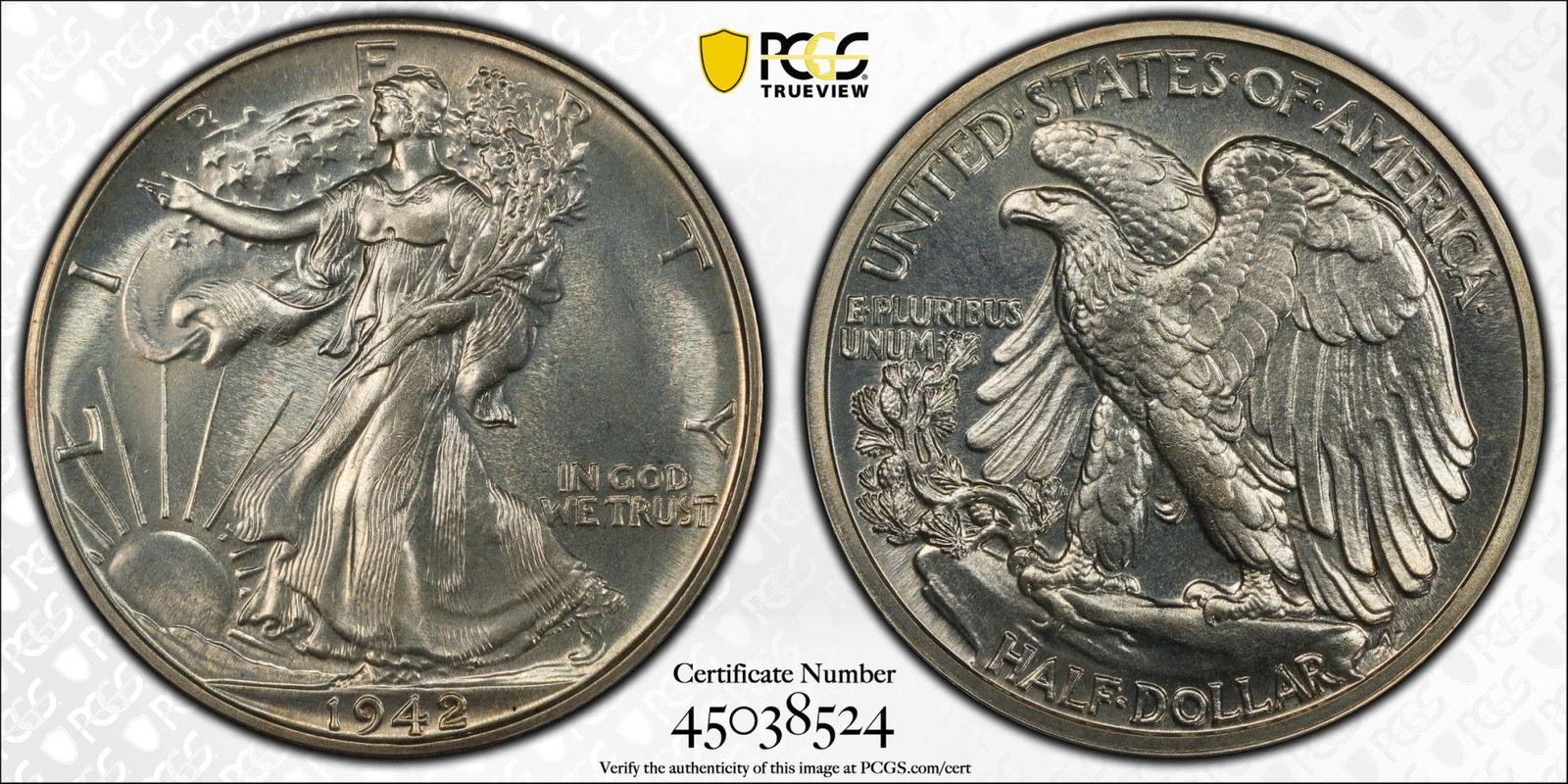 1942 Proof Walking Liberty Half Dollar PCGS PR-65