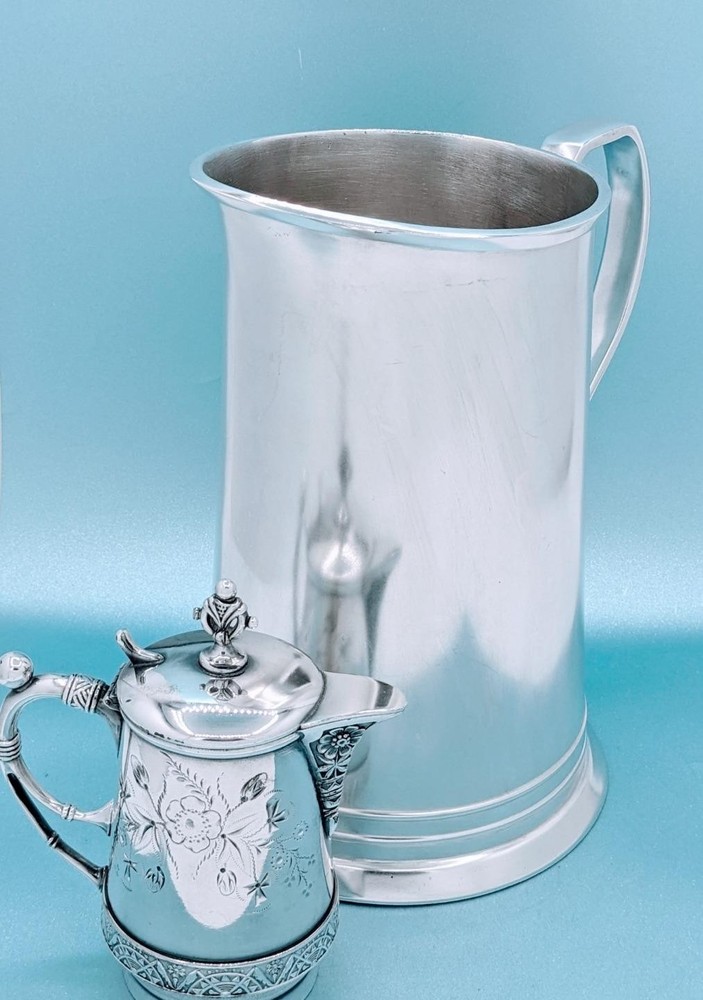 80 Ounce Antique Silver Plate Sangria Ice Tea Water Pitcher Decanter Lemonaid