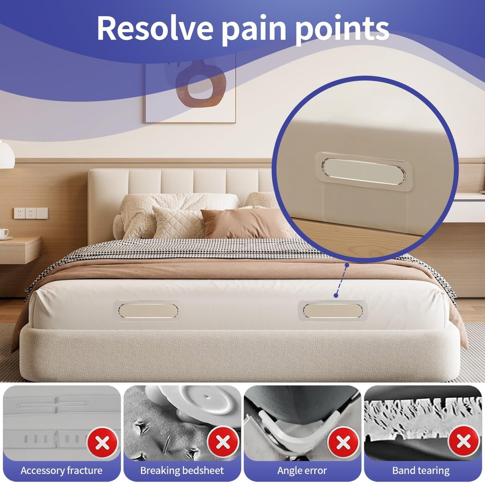 8 PCS Bed Sheet Holders Corner Side Fastener Straps Keep Sheets Tight on Bed