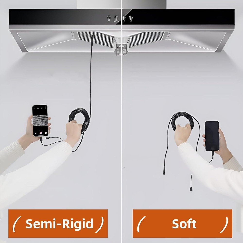 Dual-Lens Waterproof Endoscope Camera: 1920P HD, 16.5ft for iPhone & Android