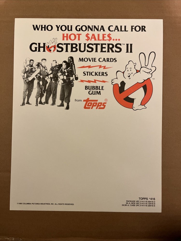 Topps Ghostbusters 2 Slimer Candy Heads + Ghostbusters 2 Cards Sell Sheets