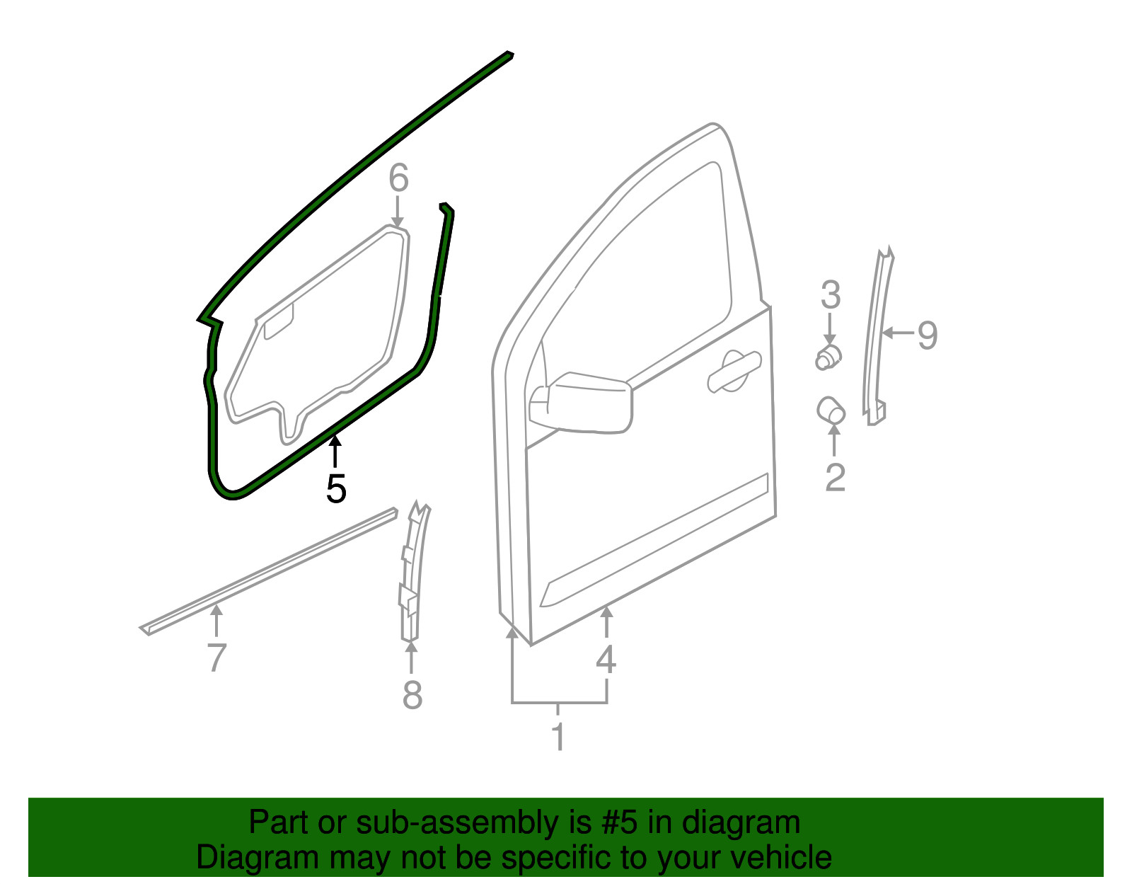 Genuine Nissan 2005-2021 Frontier Right Front Door Weatherstrip 80830-EA00E