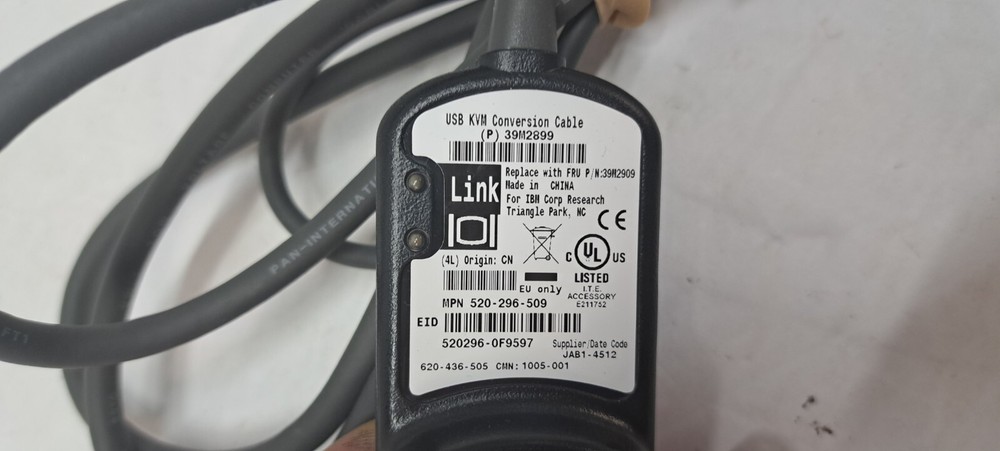IBM USB 250mm KVM Switch Conversion Cable Adapter Module SIM POD 39M2899 39M2909