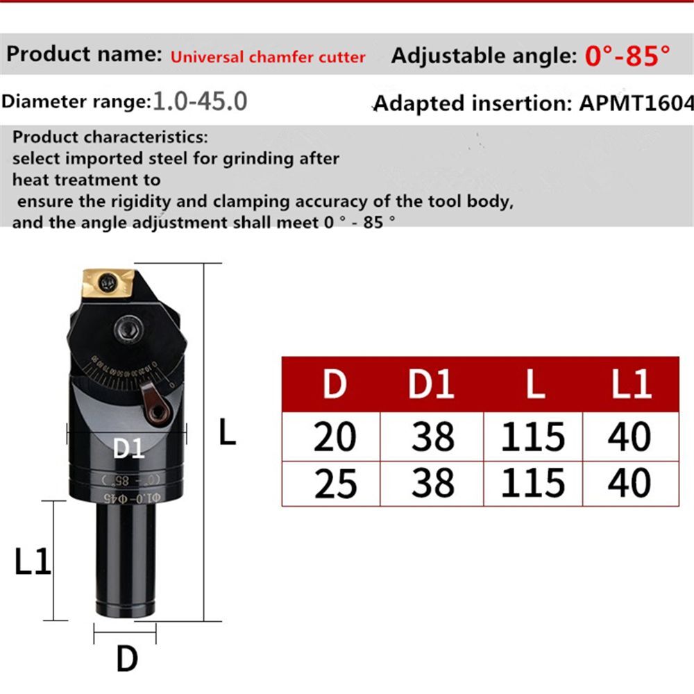 Chamfer Cutter Straight Shank Adjustable Multifunctional Milling Cutter Holder