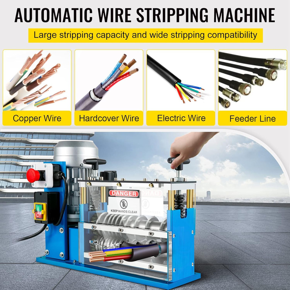 Electric Wire Stripping Machine, 370W 0.06" - 1.5" Automatic Motorized Cable Str
