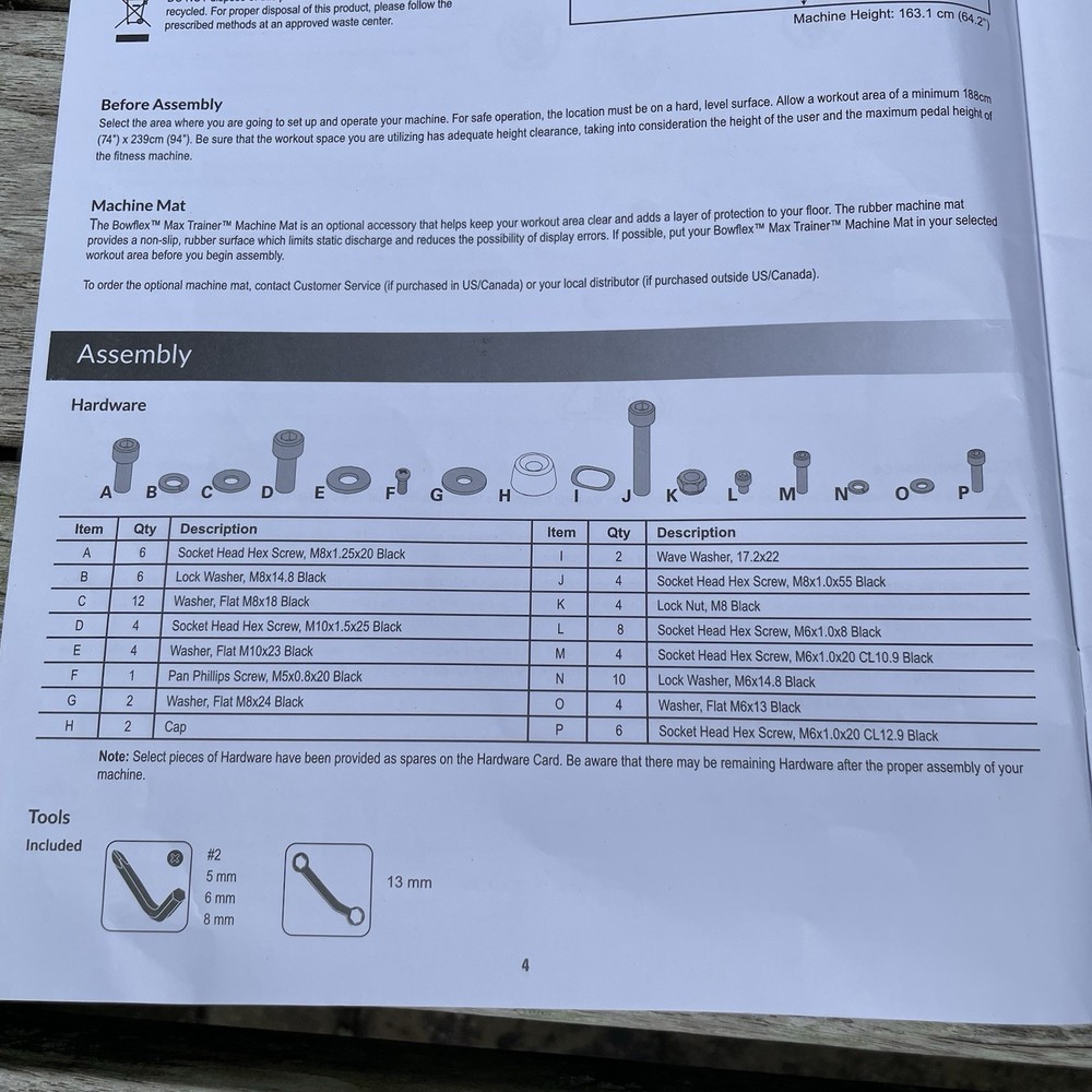 Bowflex Max Trainer M6 Manual OEM Replacement