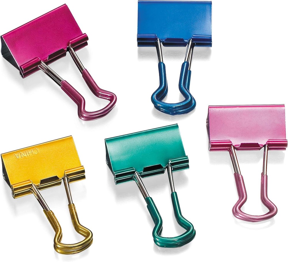 Easy Grip Medium Binder Clips, Assorted Metallic Colors