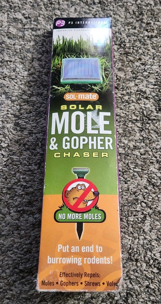 Mole Gopher Chaser Repeller P3 Sol Mate Solar Powered Sonic Action NEW OPEN BOX