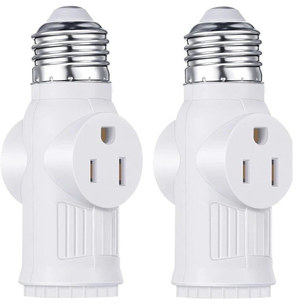 4× E26/E27 Light Socket to Plug Adapter 2/3 Prong Light Bulb Outlet Adapter US