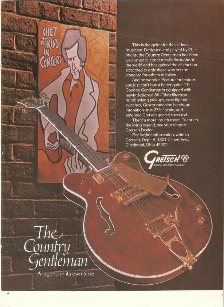 Chet Atkins 1979 Ad- Gretsch guitars Advertisement
