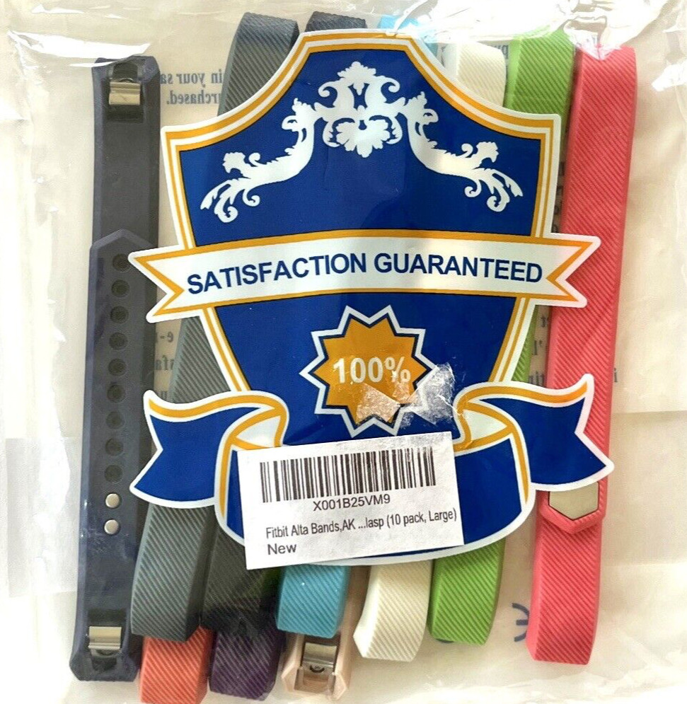 FITBIT ALTA BANDS Assorted Colors 10-pack Size Large NEW IN PACKAGE