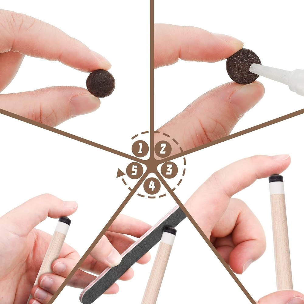 20 Pcs Billiard Pool Cue Tips Replacement Kit Pool Stick Tips with Storage Bo...