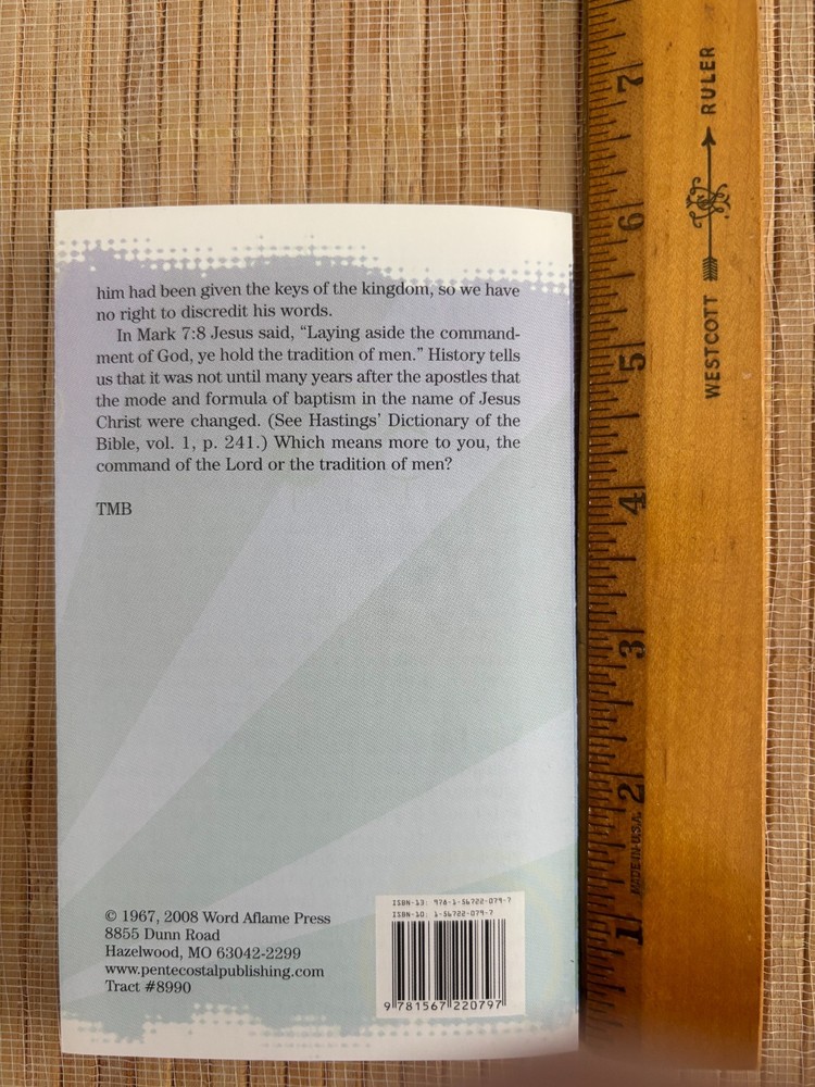 Prayer Pamphlet: Why We Baptize in Jesus' Name ***NEW***